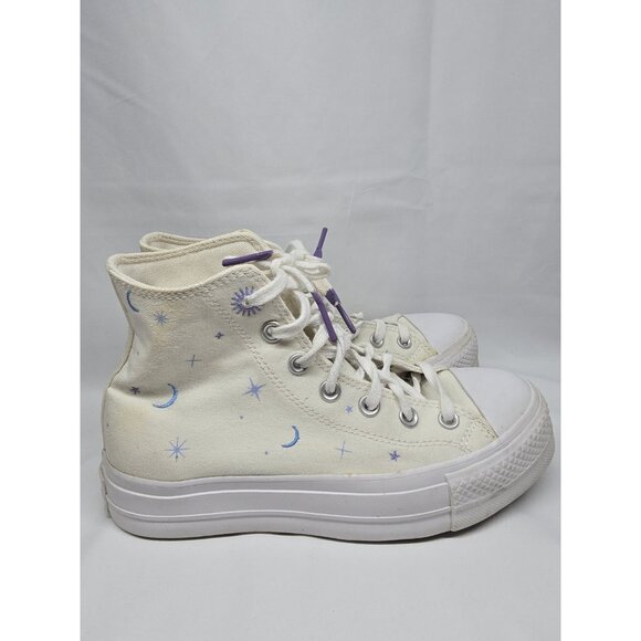 Converse Chuck Taylor All Star Lift Timeless White Embroidery High Platform Sz 7 - Picture 9 of 16